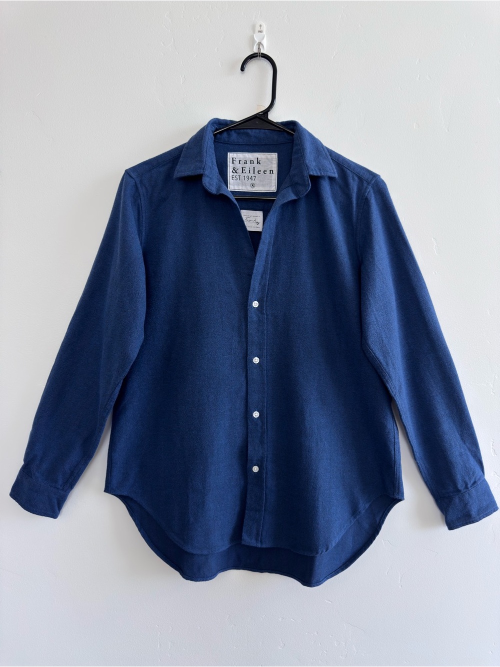 Frank & Eileen Frank Long Sleeve Button Down Flannel Shirt S Blue Herringbone